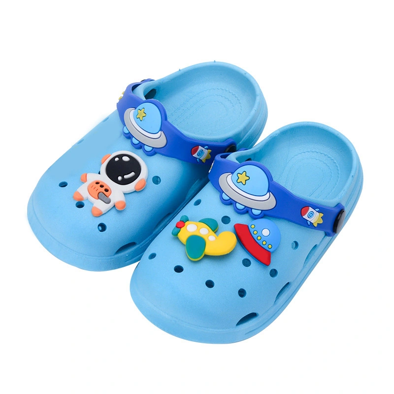 Kid Cartoon Slides Sandals Boys Girls Summer Indoor PVC Soft Breathable Cute Beach Shower Slippers Blue 35