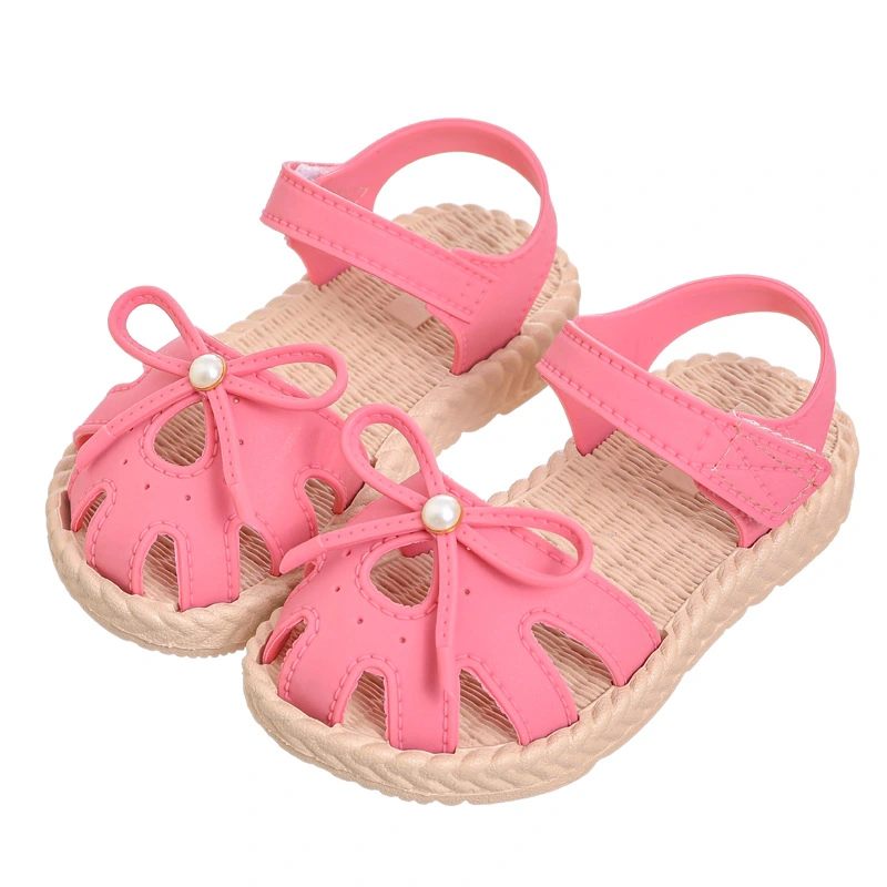 Little Girls Sandals Soft Antislip Sole Closed Toe Cute Lightweight Little Kid Summer Shoes Rose Red About 13.5CM in 22 Yards