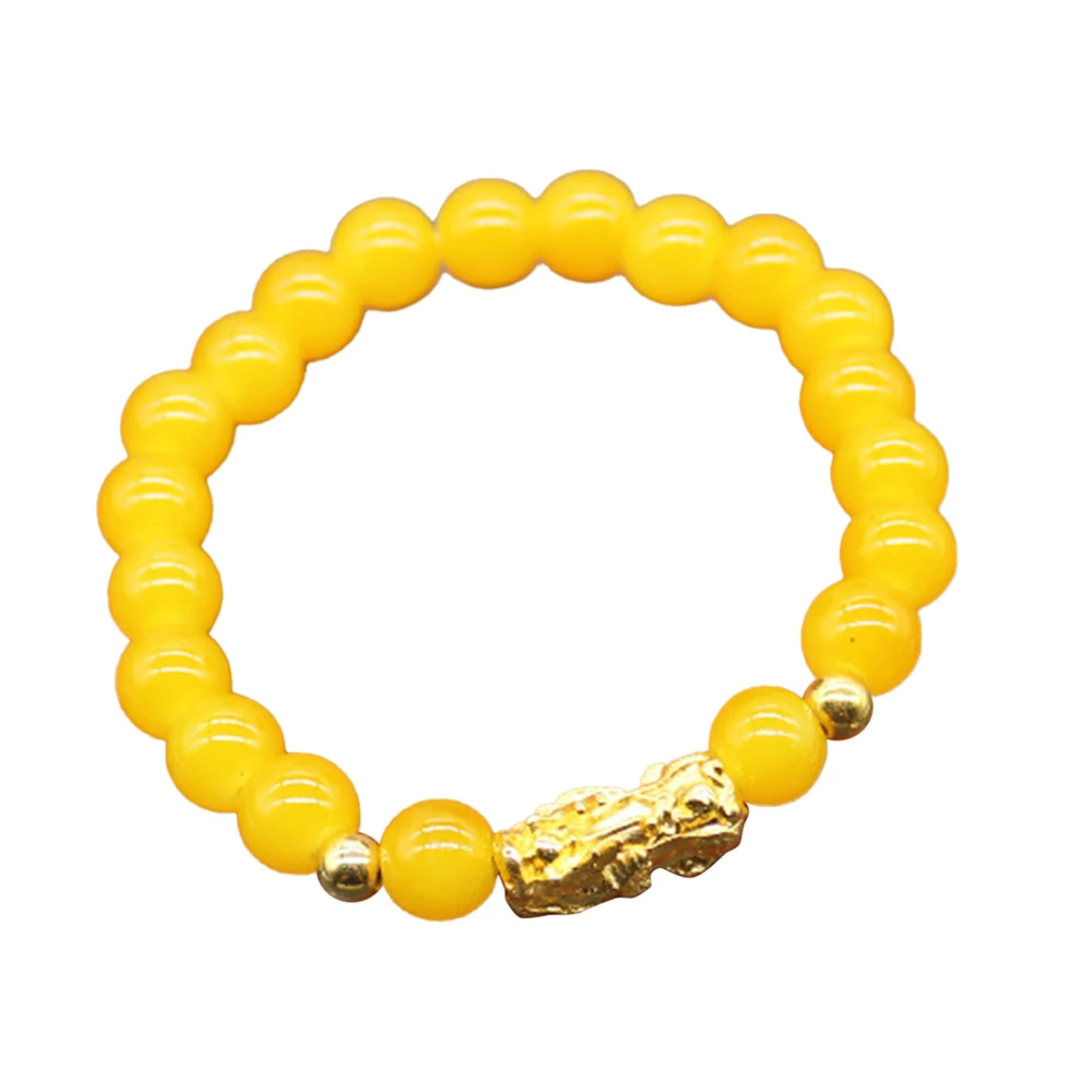 Beaded Bracelet Easy Match Fine Workmanship Stylish Jewelry Bracelet for Meditation Gift Yellow