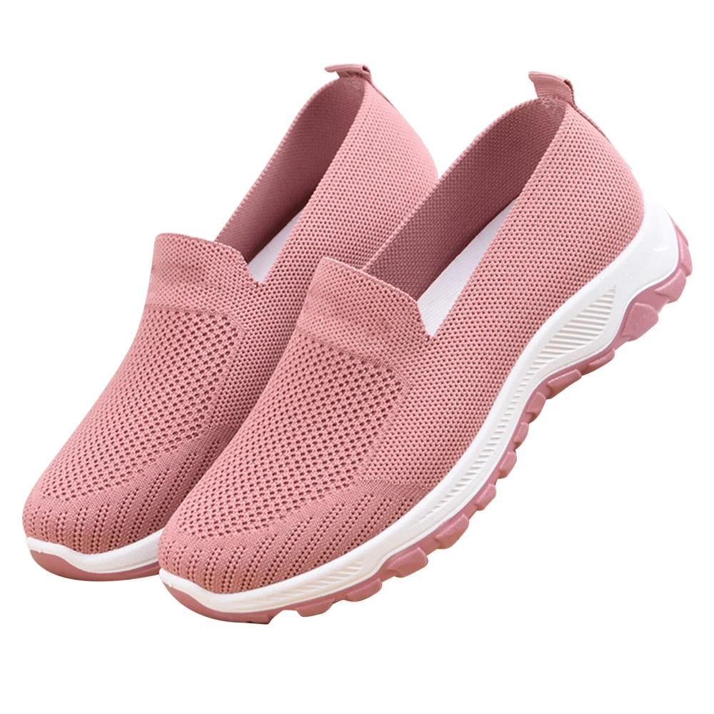 Women Slip On Shoes Flat Soft Sole Prevent Slip Lightweight Breathable Fashionable Lady Casual Sneakers for Sports Pink 37