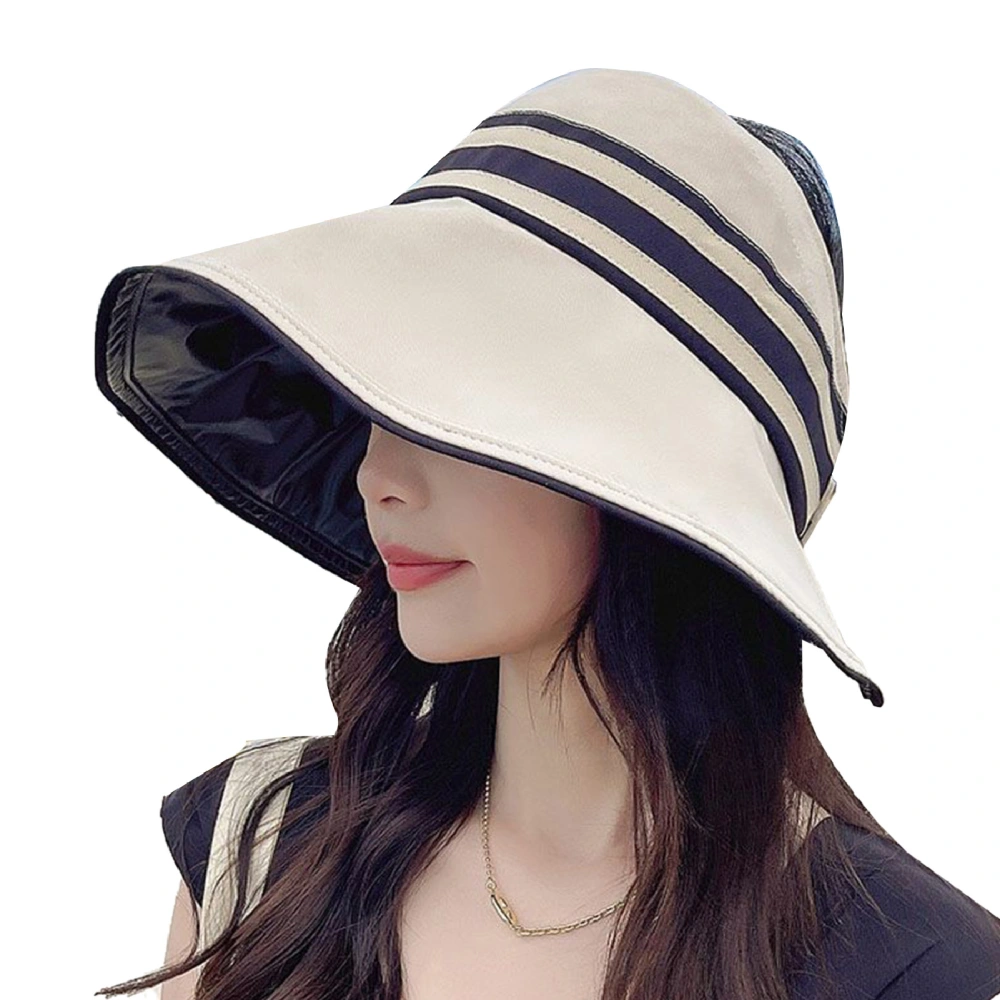 Women Sun Hat Sunshade Hat Fisherman Hat Wide Brim UPF50+ Simple Style for Outdoor Travel White Free Size