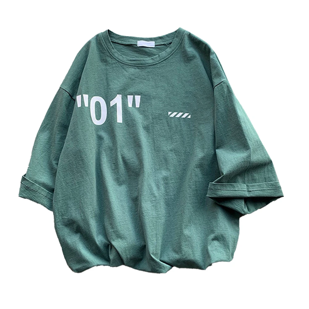 Men Half Sleeve T Shirt Casual Loose Top Korean Trendy T Shirt Summer Oversize Blouse Green XXL