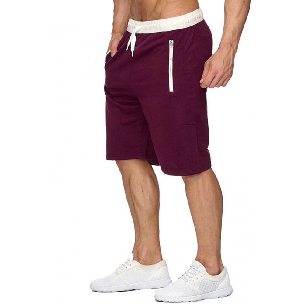 Men Gym Workout Shorts Casual Drawstring Elastic Waist Quick Dry Athletic Shorts for Walking Running Wine Red M