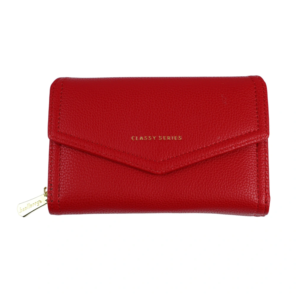 Women Wallet PU Leather Portable Fashionable Exquisite Elegant Card Holder Zipper Coin Purse Red Free Size