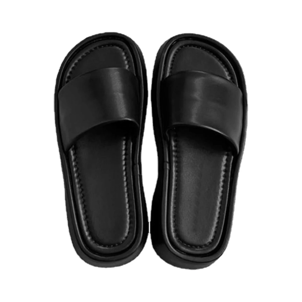 Women Slide Slippers Summer Fashion Casual Thick Sole Women Flat Slides Sandals for Beach Outing Travel Shopping Black 38