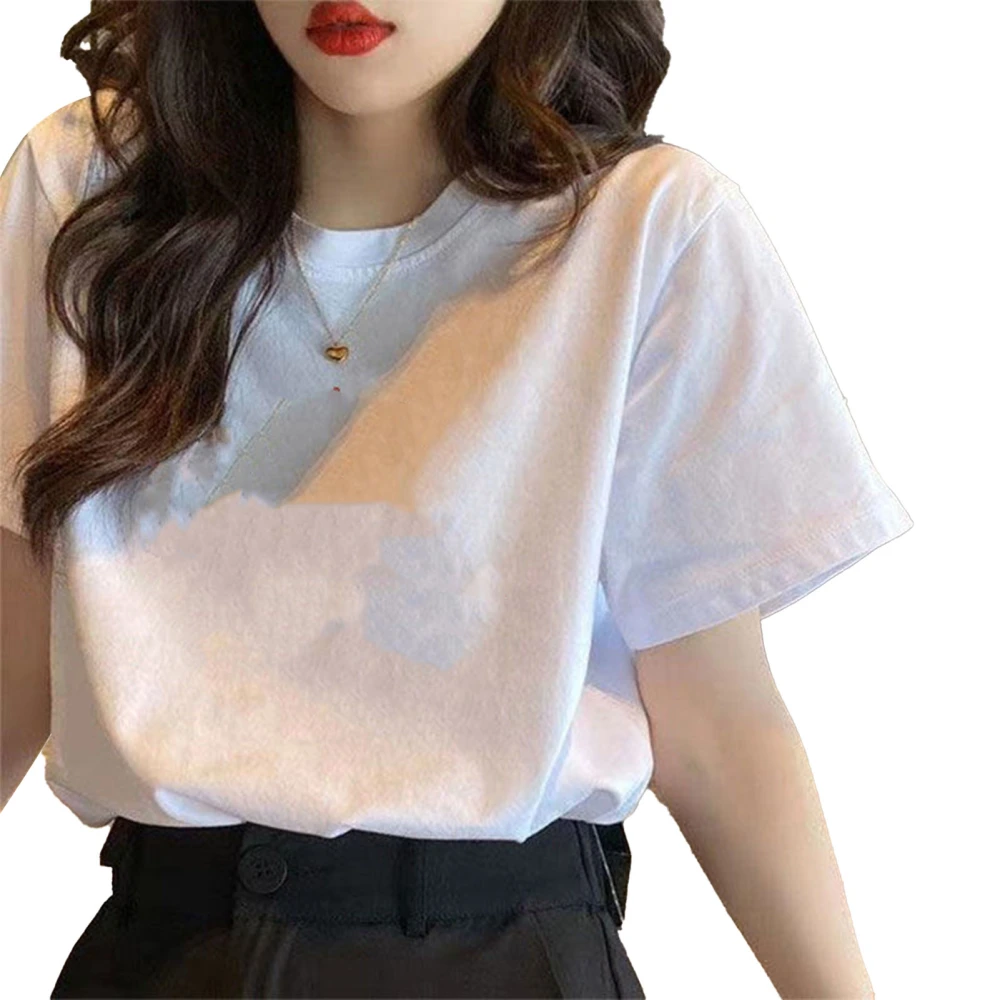 Women Pattern Printed Short Sleeve T Shirt Fashionable Breathable Female Ladies Tee Top for Working 3148 L