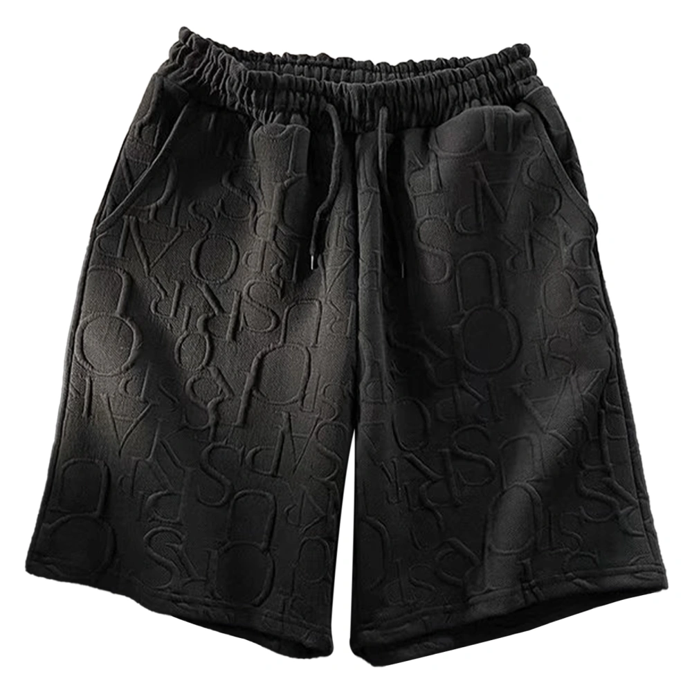 Men Shorts with Pockets Three Dimensional Cut Breathability Drawstring Shorts Casual Shorts for Running Biking 2XL Black