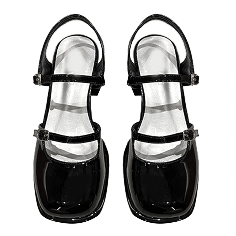 Women Closed Toe Sandals Slip Resistant Elegant Retro Women Casual Sandal for Summer Black 37