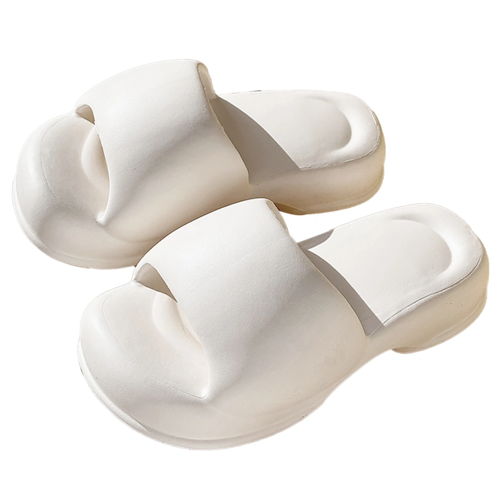 Women EVA Bathroom Slippers Indoor Outdoor Plain Color Soft Thick Sole Quick Drying Shower Sandals Slides White 36/37