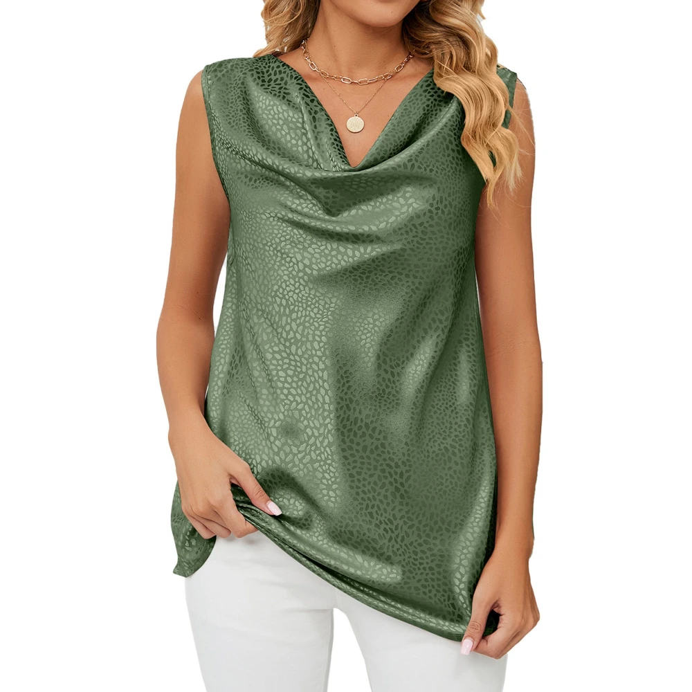 Women Summer Tank Top Cowl Neck Sleeveless Loose Casual Elegant Basic Tank Tops OD Green M