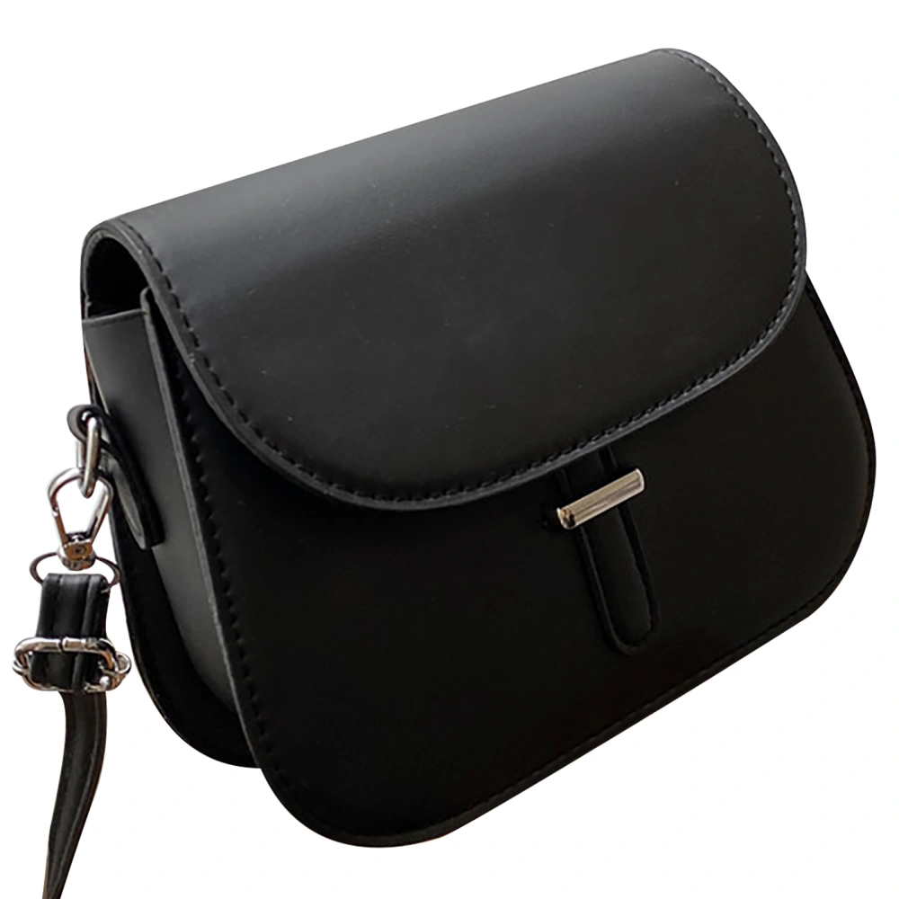 Women Fashionable Bag Pure Color Single Shoulder Cross Body Bag Elegant Style for Daily Black 19x14x7cm