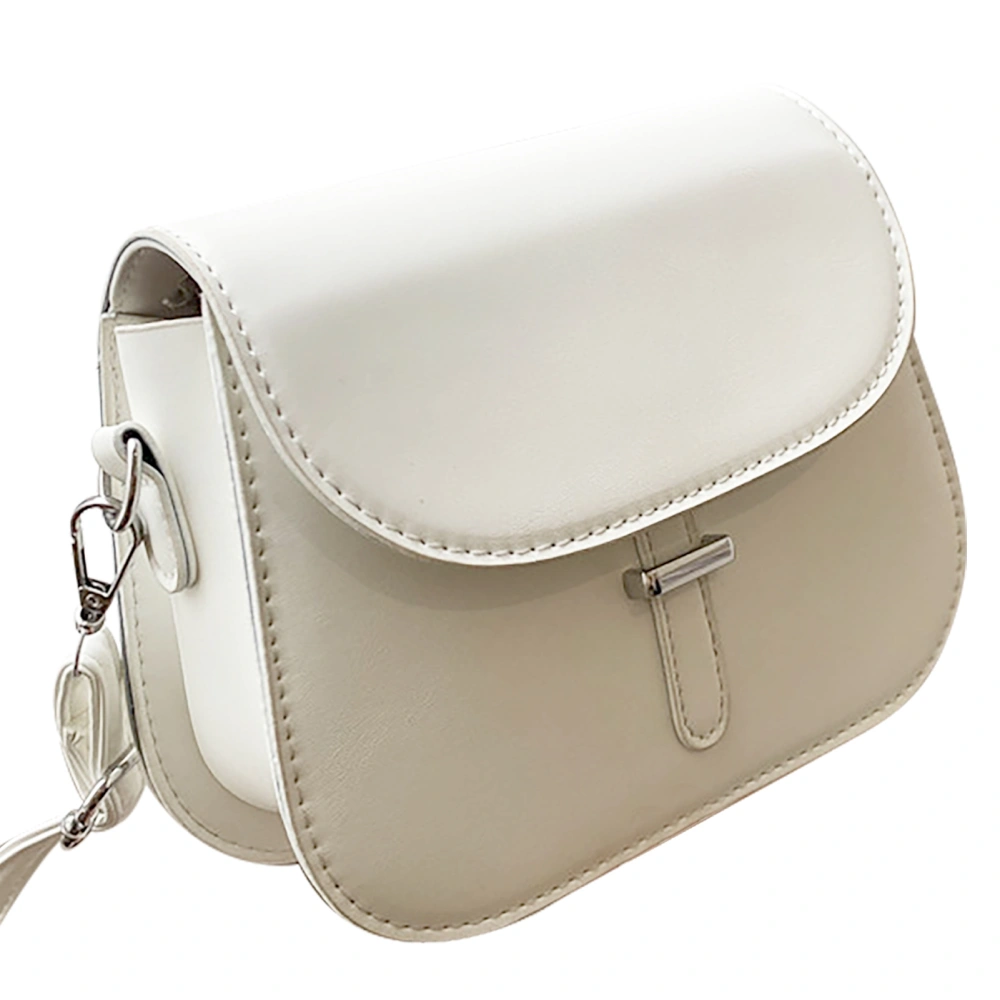 Women Fashionable Bag Pure Color Single Shoulder Cross Body Bag Elegant Style for Daily White 19x14x7cm