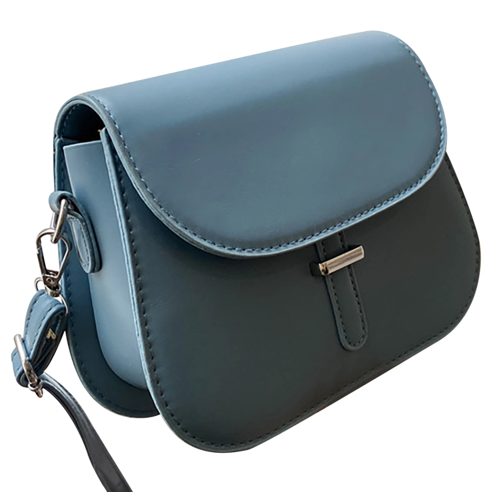 Women Fashionable Bag Pure Color Single Shoulder Cross Body Bag Elegant Style for Daily Blue 19x14x7cm