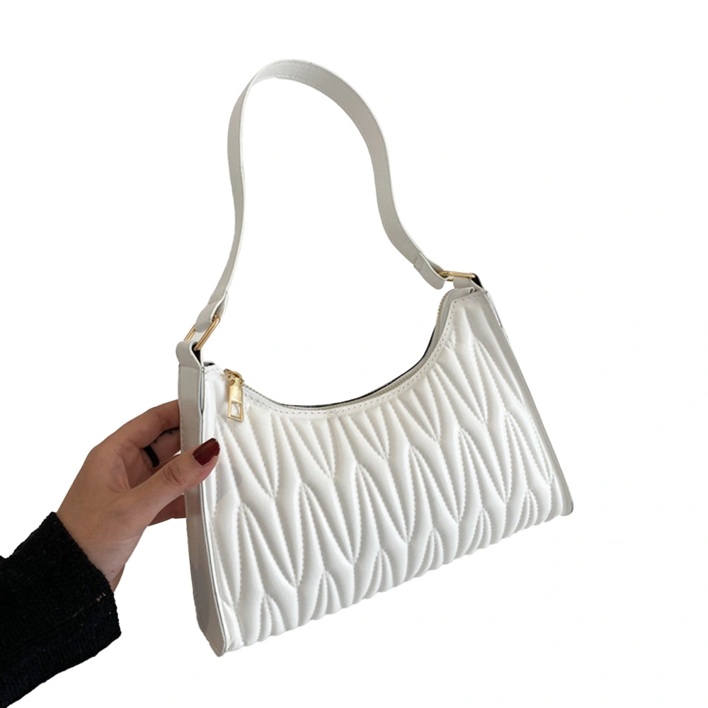 Underarm Bag Small Shoulder Purse Wear Resistant PU Fashion Vintage Ringer for Summer White Free Size