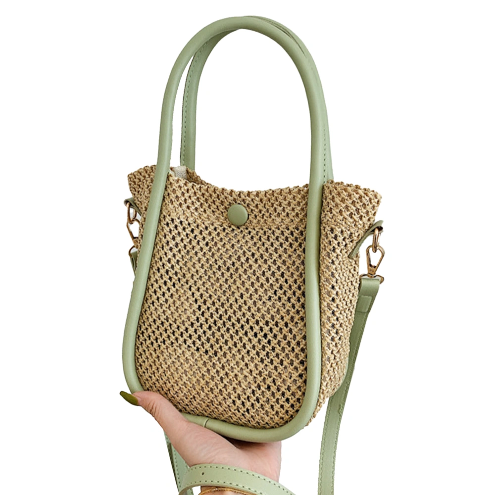 Woman Straw Woven Shoulder Bag Lightweight Wrist Shoulder Tote Bag Beach Bag for Outdoor Green Free Size