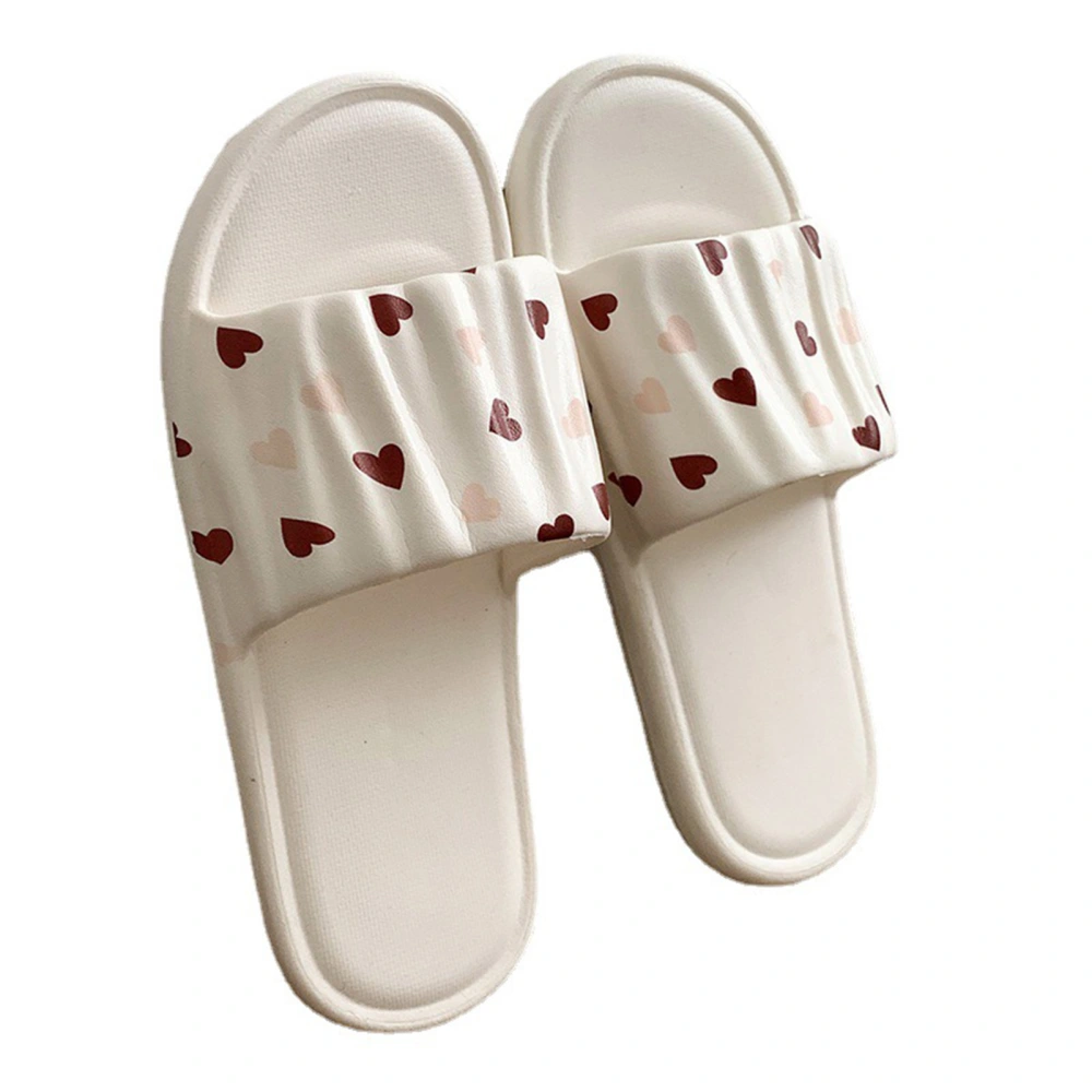 Bathroom Slippers Women Summer Indoor Soft PVC Cute Casual Quick Drying Shower Sandals Slides White Heart Shape 38-39