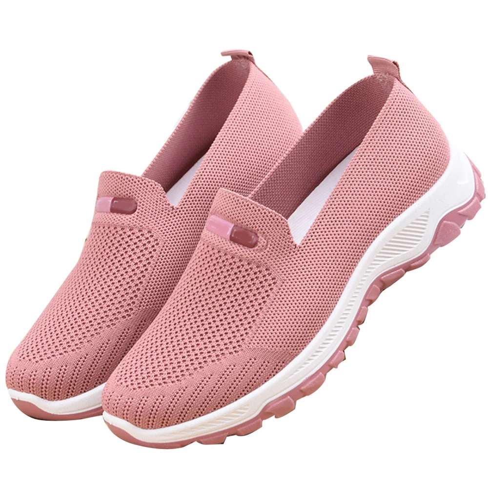 Women Slip On Shoes Soft Sole Mesh Fabric Female Casual Sneakers for Daily and Outdoor Sports Pink 37