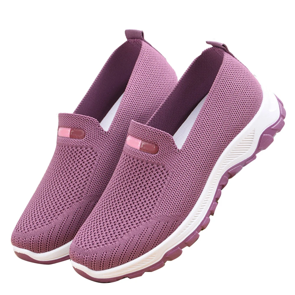 Women Slip On Shoes Soft Sole Mesh Fabric Female Casual Sneakers for Daily and Outdoor Sports Purple 36