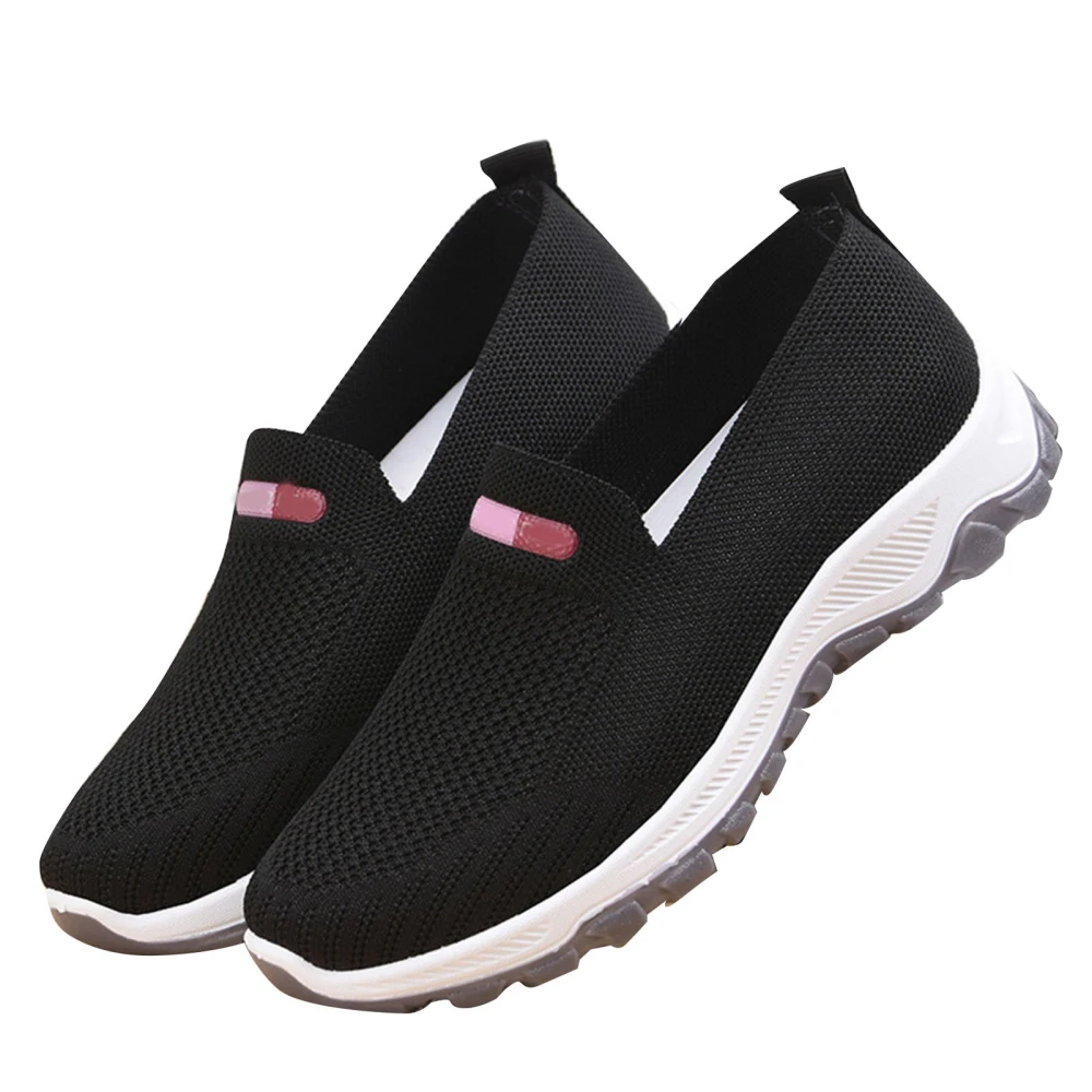 Women Slip On Shoes Soft Sole Mesh Fabric Female Casual Sneakers for Daily and Outdoor Sports Black 37