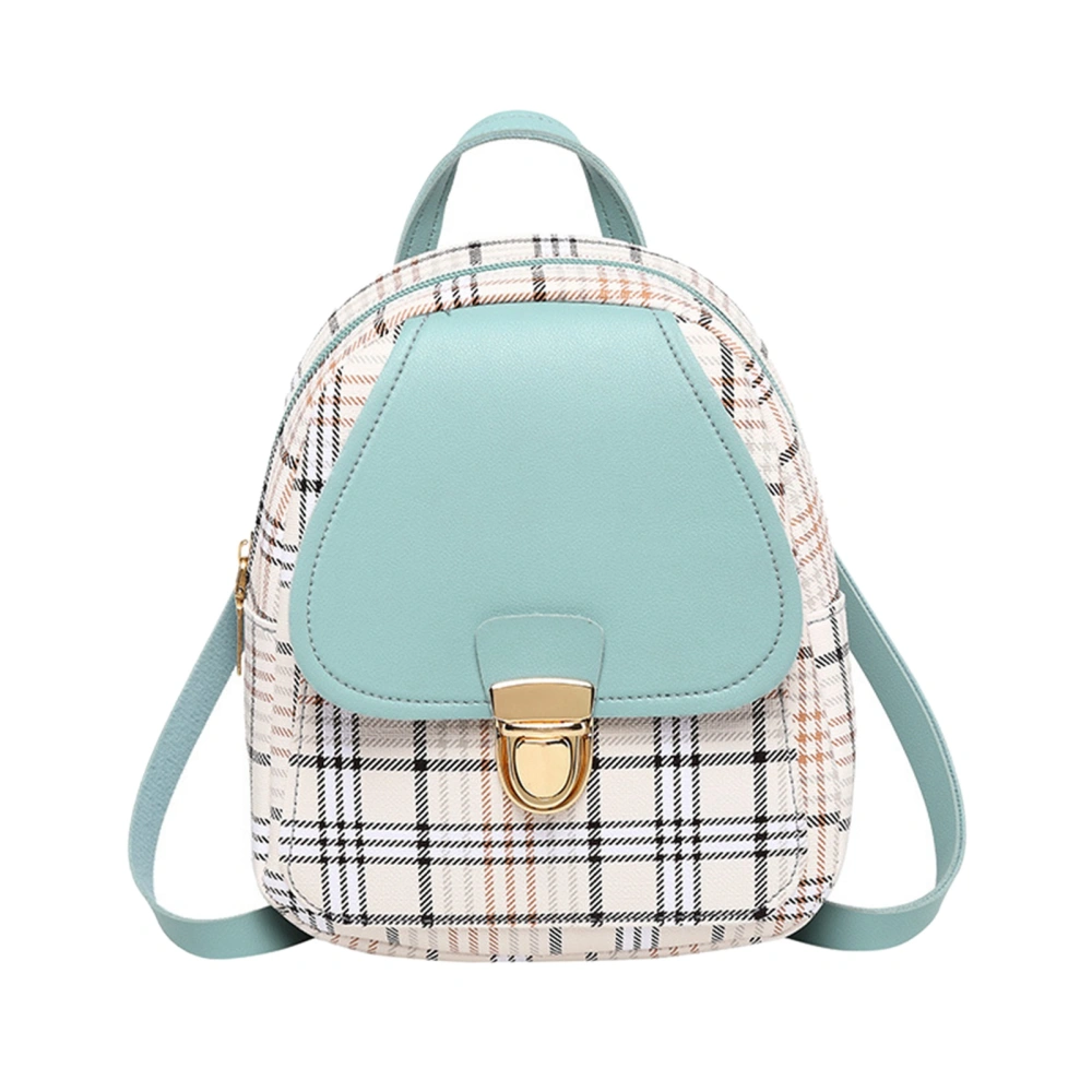 Women Small Backpack Cute Plaid Pattern Metal Buckle Mini Bag Travel Backpack for Girls Blue 19in