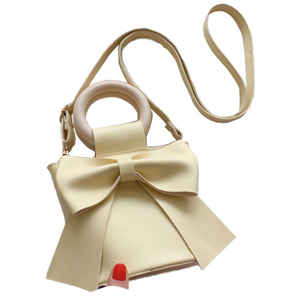 Women Shoulder Bag Waterproof PU Vintage Bow Stylish Women Purse Handbag for Daily Party Yellow Free Size