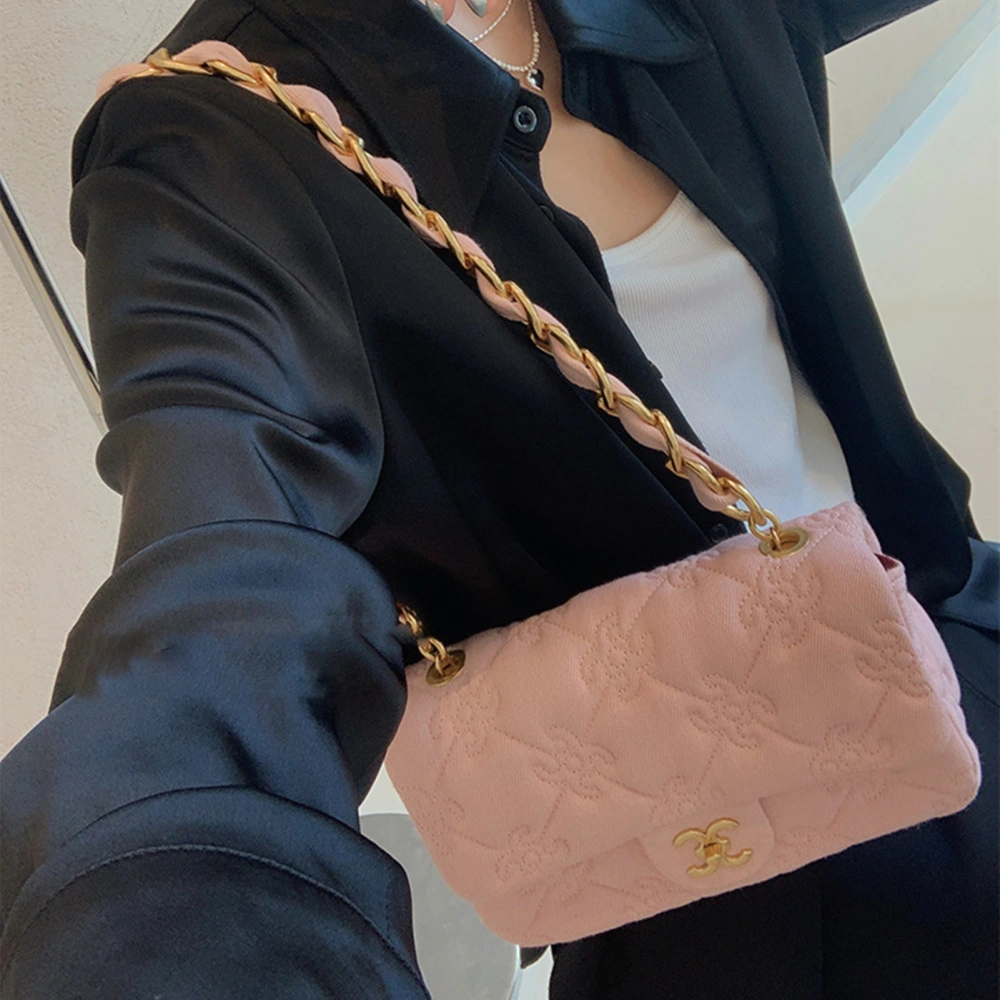 Women Chain Link Bag Soft Small Fashionable Messenger Female Hand Bag Ladies Shoulder Travel Bag Pink Free Size