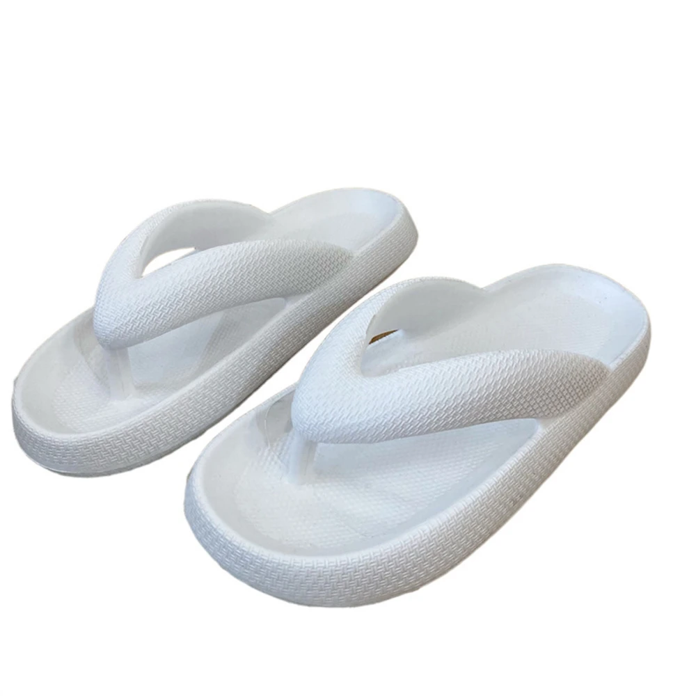 Bow Flat Slippers EVA Anti Slip Comfortable Lightweight Thick Sole Casual Summer Flip Flop Sandals for Beach White 38-39