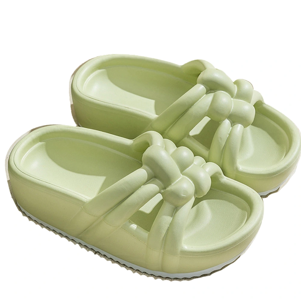 5.5cm Summer Sandals Platform Height Increasing Prevent Slip Chinese Knot Decor Home Slippers Green 36‑37(for 35‑36)