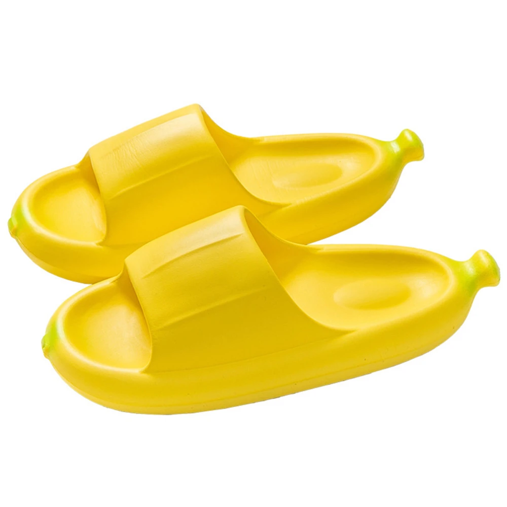 Women Banana Shape Shower Slippers EVA Prevent Slip Quick Drying Soft Relieve Foot Fatigue Bath Shoes Yellow 35-36