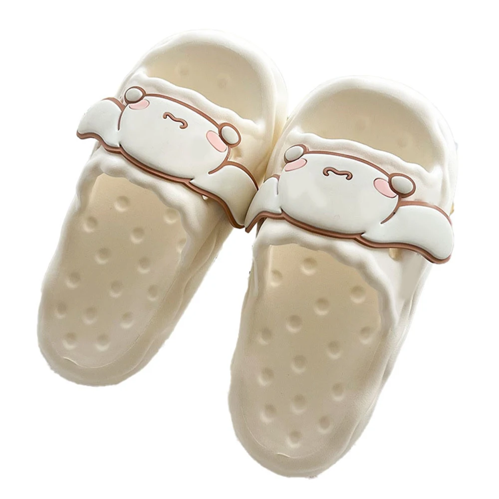 Women Slippers EVA Non Slip Comfortable Thick Sole Cute Cartoon Pattern Open Toe Lightweight Summer Sandals 38 to 39 White