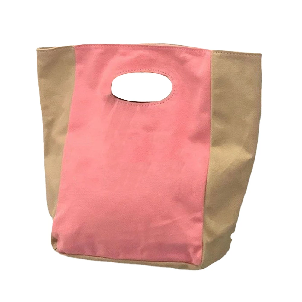 Handheld Canvas Bag Large Capacity Letters Printing Cute Style Portable Shopping Bag for School Commuting Pink Free Size