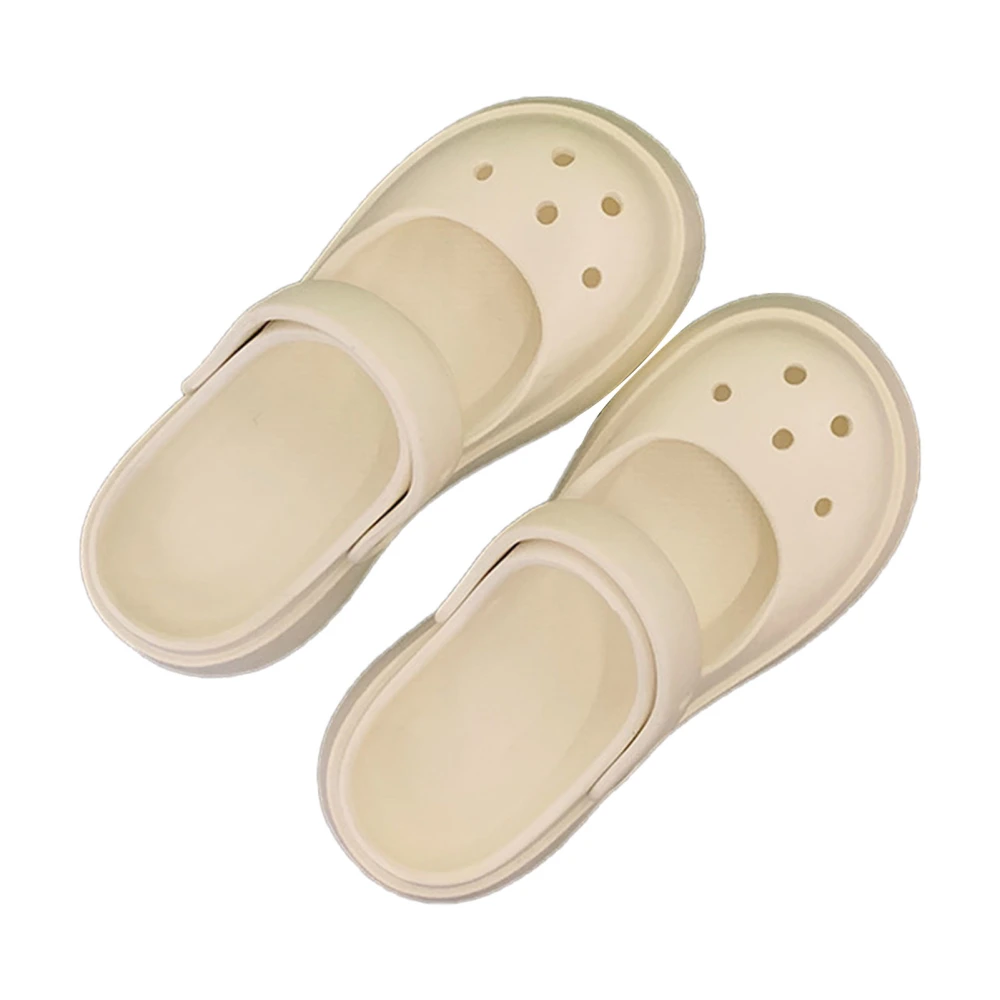 Women Closed Toe Sandal Hollow Out Holes Thick Soled Prevent Slip Summer Casual Gardening Shoes White 37-38