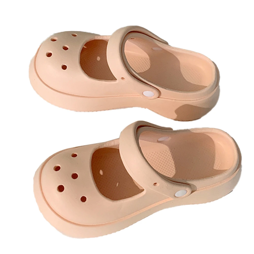 Women Closed Toe Sandal Hollow Out Holes Thick Soled Prevent Slip Summer Casual Gardening Shoes Pink 37-38