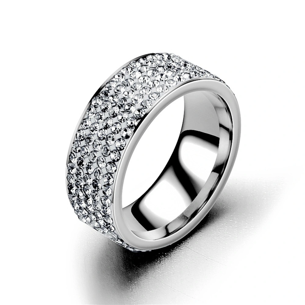 Stainless Steel Ring Diamond Couple Unique Fashion Hip Hop Clothing Accessories Men Women 5 Row Diamond No.7