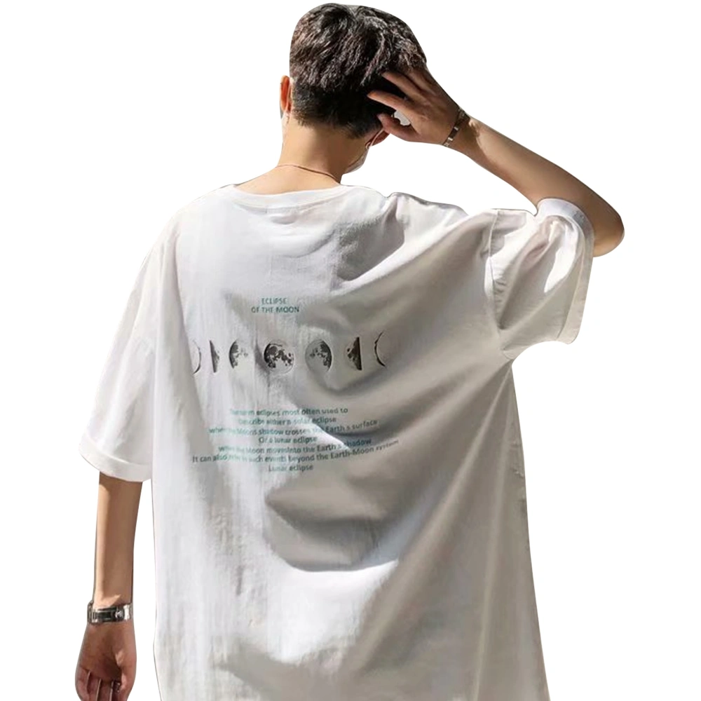 Men Half Sleeve T Shirt Fashionable Minimalist Loose Casual Round Neck Men Summer Top White XXL