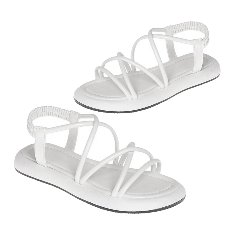 Women Sandals Cross Strap Prevent Slip Thick Sole Lightweight Lady Casual Sandals for Summer Beach Daily White 36