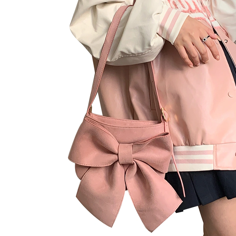 Women Bow Knot Shoulder Bag Underarm Clutch Purse Handbag Bow Shape Crossbody Bag Pink Free Size