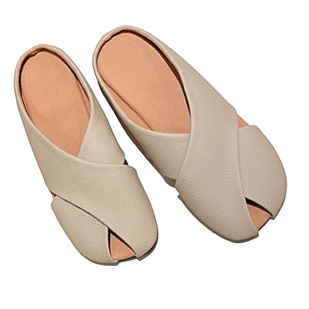 Women Slippers Round Closed Toe Prevent Slip Soft Shock Absorbing Lady Casual Slippers for Spring Autumn Apricot 36