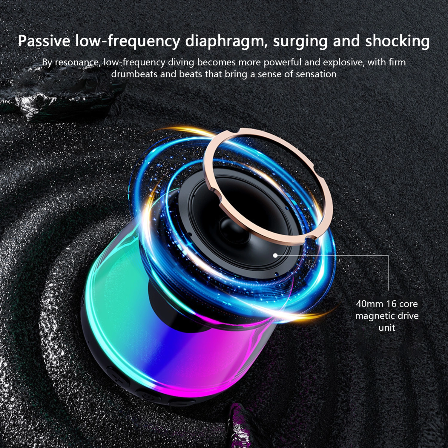 Travel Bluetooth Speaker Portable Wireless Speaker with RGB Lights