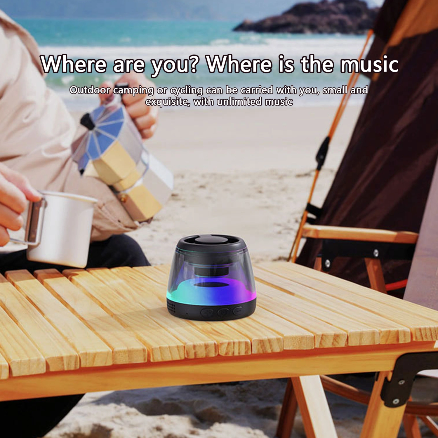 Travel Bluetooth Speaker Portable Wireless Speaker with RGB Lights