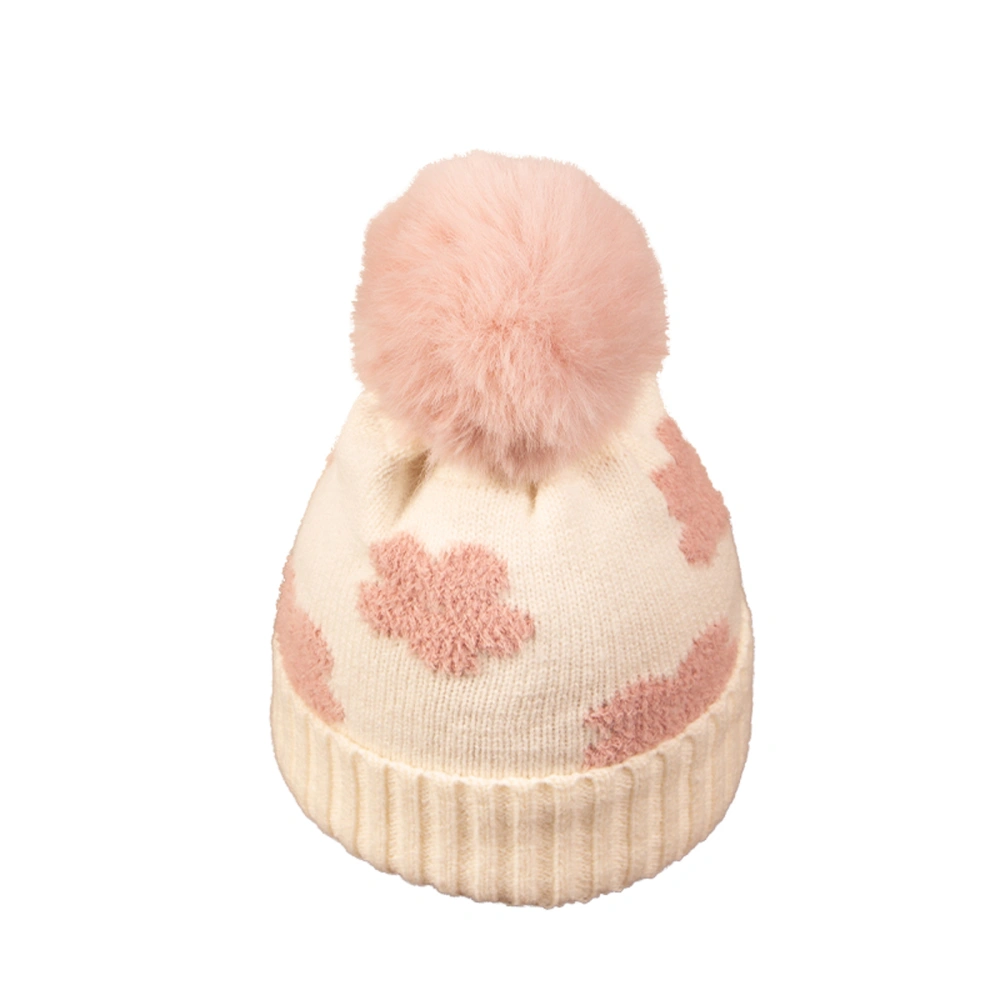 Baby Girls Boys Beanie Flower Pattern Bobble Fall Winter Warm Cap