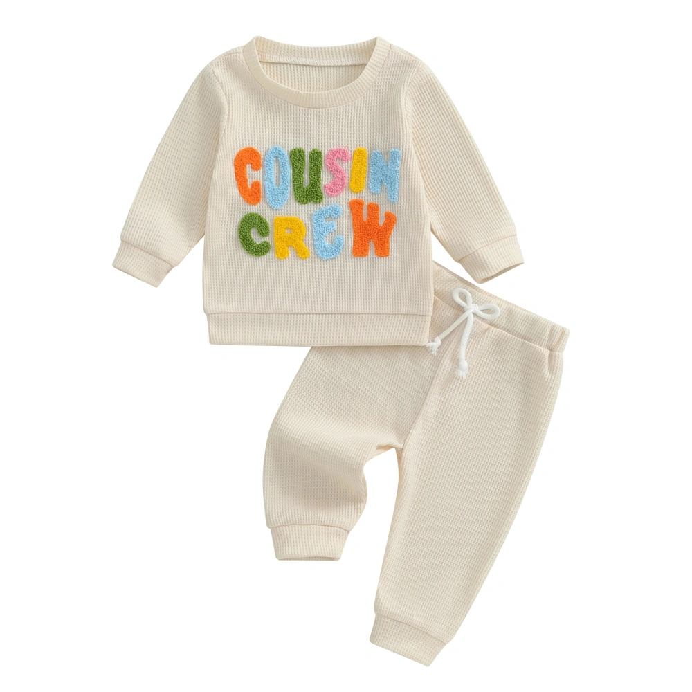 Baby Pants Set, Long Sleeve Embroidery Letters Sweatshirt Sweatpants