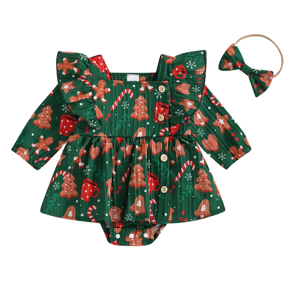 Baby Girls Rompers Christmas Clothes Jumpsuits with Headband