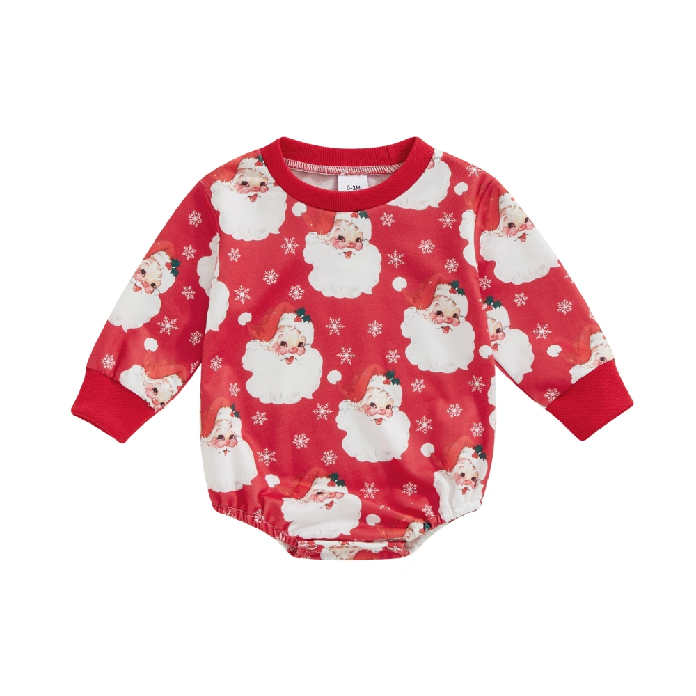 Baby Christmas Sweatshirt Romper Santa Print Long Sleeve Jumpsuit