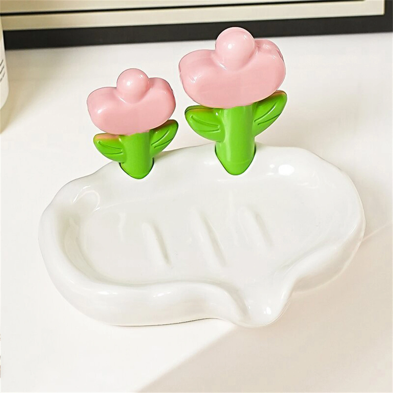 Bar Soap Holder Flower Soap Dish with Drainage Soap Tray Container 