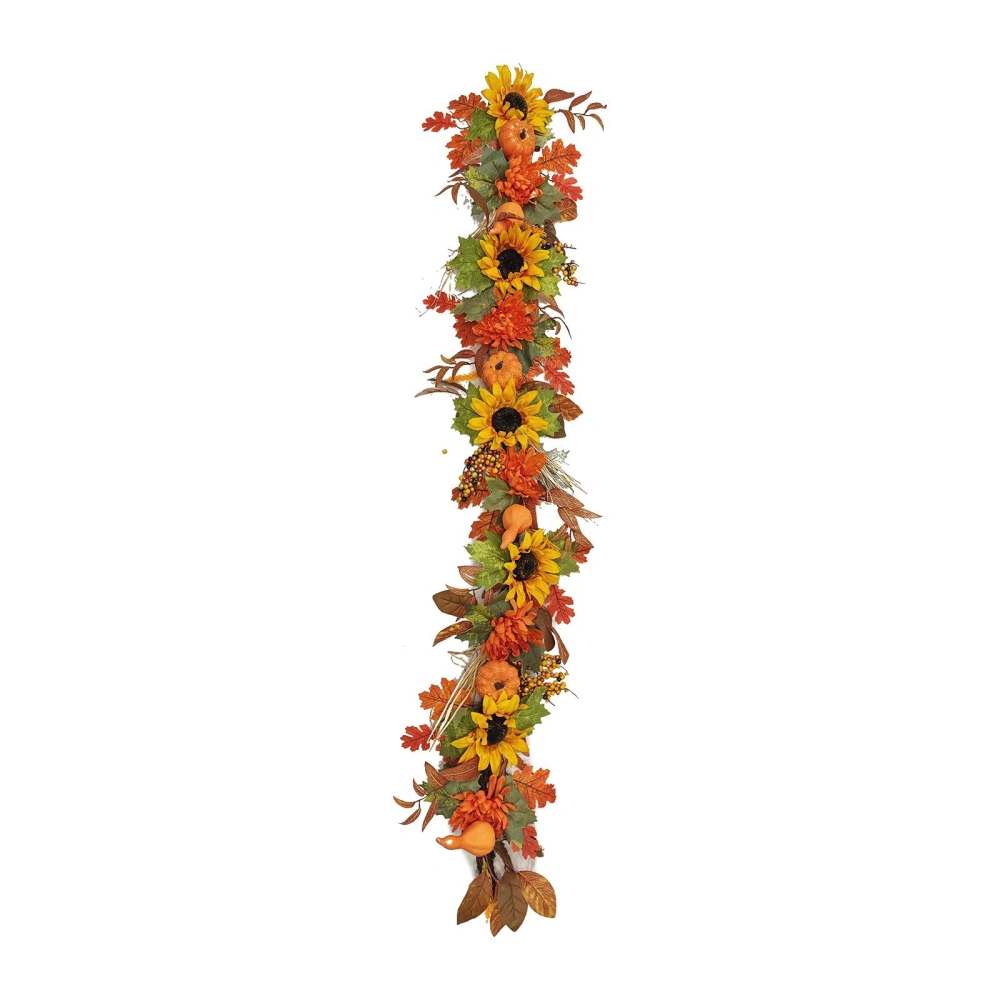 Fall Maple Leaf Pumpkin Garland Hanging Artificial Berries Wreath