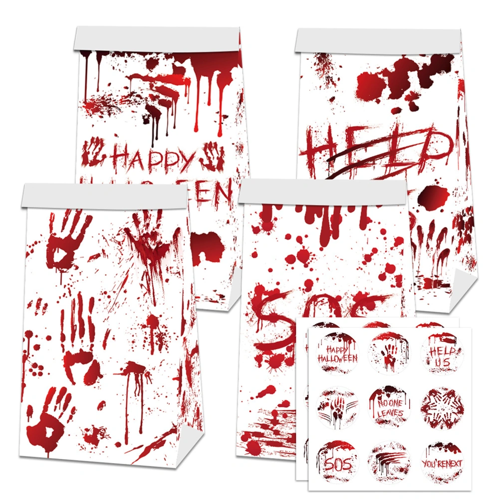 Halloween Paper Candy Bags Handprint Print Trick or Treat Candy Holder