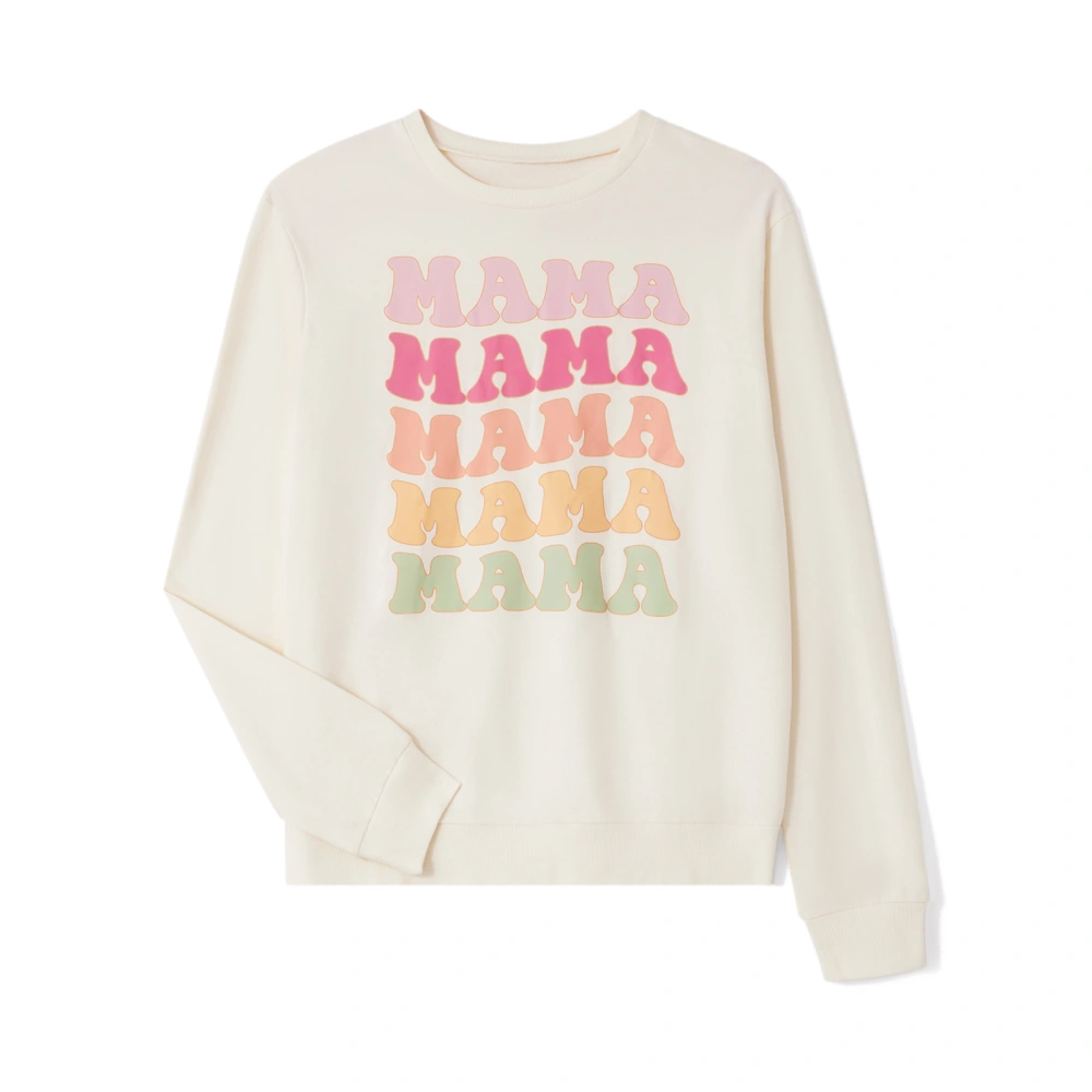 Mommy and Me Matching Sweatshirts Letter Print Crew Neck Pullover