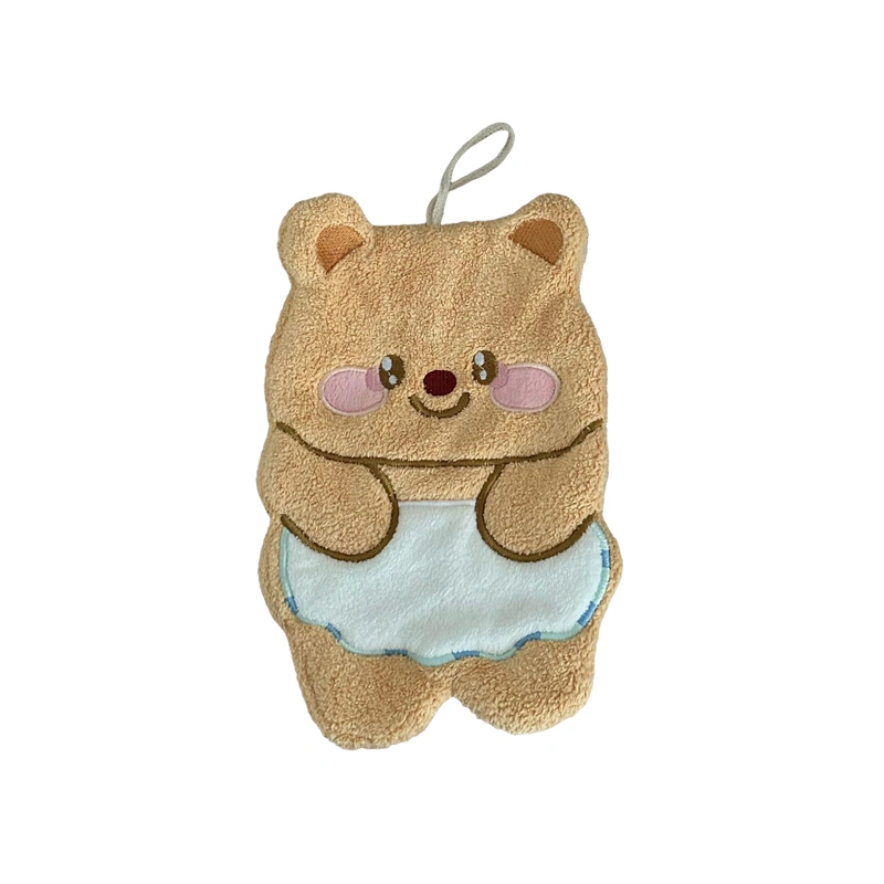 Cartoon Bear Hand Towel Coral Velvet Handkerchief Hanging Towel