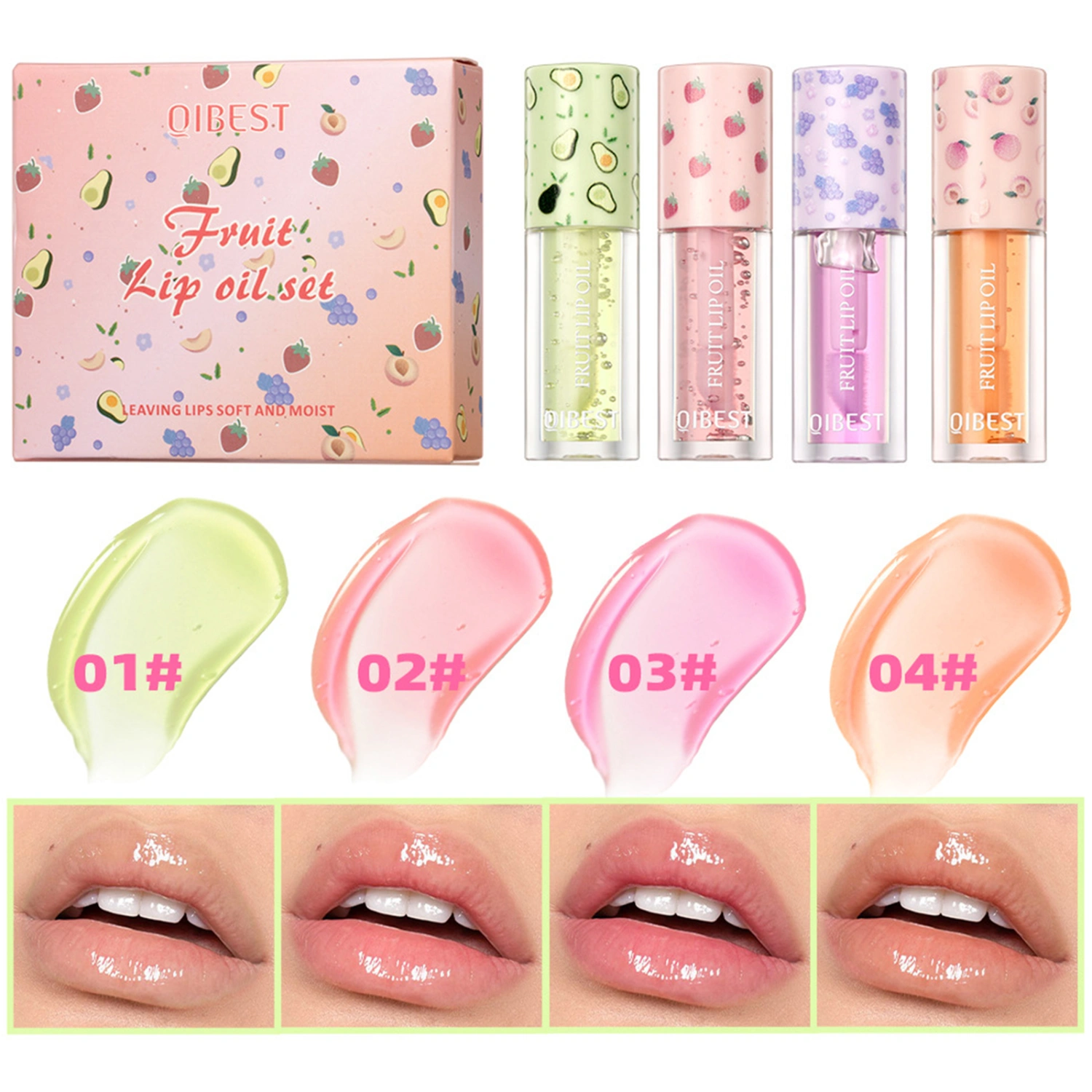 Hydrating Fruit Lip Oil Moisturizing Lip Gloss Lip Glow Oil Set